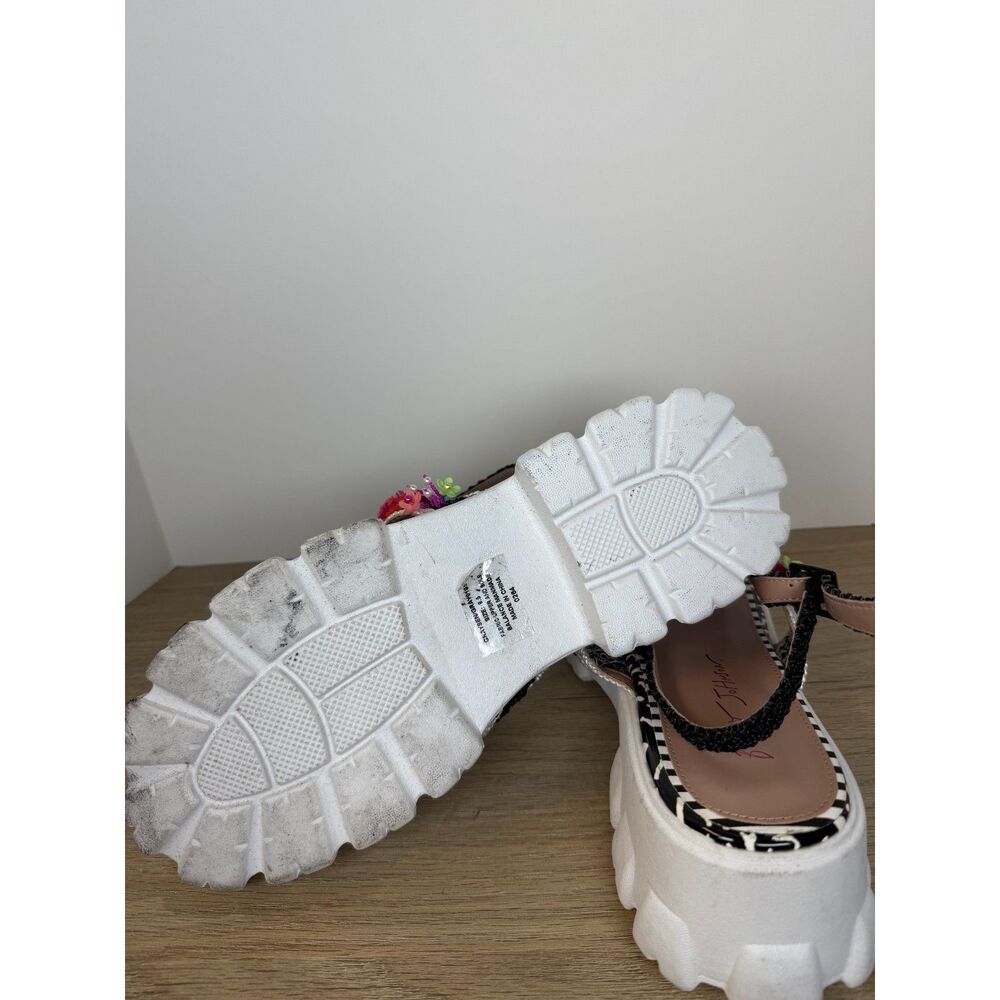 Betsey Johnson Black & White Platform Sandals with Multicolor Embellishments - Picture 3 of 9